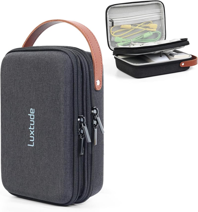 Luxtude Electronic Organizer Travel Case, Portable Tech Organizers, Hard Charger Organizer, Travel Cable Organizers, Tech Bag (Double Layer, Black, Medium) - Image 1